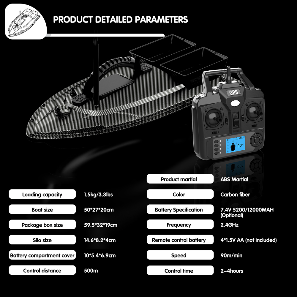 V070 12000mAh/5200mAh RC Bait  - đánh giá và giá Fishing Gps